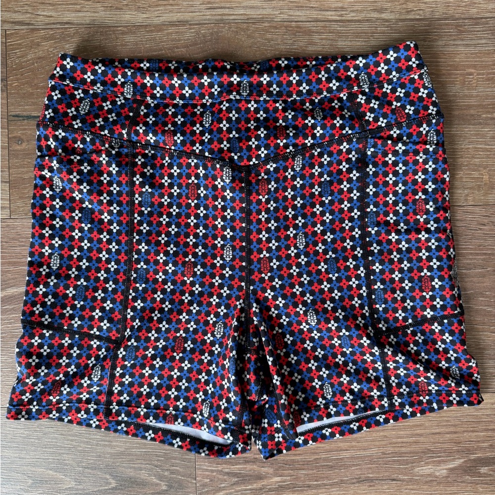 Free People Movement Odessa Shorts Print Black Pattern Biker Sz Large Gym Yoga